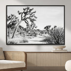 Joshua Tree Wall Art | Black & White Canvas Print, Nature Serenity Decor
