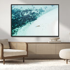 Minimal Beach Wall Art | Framed Ocean Swimming Canvas