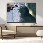 Ocean Wave Wall Art | Aerial Coastal View Canvas Artwork