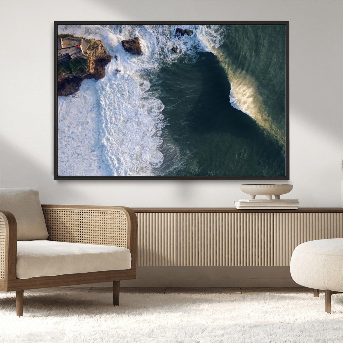 Ocean Wave Wall Art | Aerial Coastal View Canvas Artwork