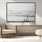 Surfer Silhouette Wall Art | Framed Calm Ocean Canvas