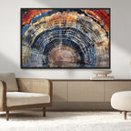 Tree Rings Wall Art Canvas Print, Framed Petrified Wood Modern Rustic