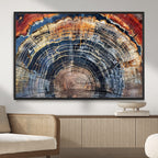 Tree Rings Wall Art Canvas Print, Framed Petrified Wood Art, Modern Rustic Decor