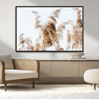 Pampas Grass Wall Art Canvas Print, Framed Neutral Tones Minimalist Boho