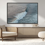 Ocean Waves Wall Art Canvas Print, Framed Coastal Serenity Surf Scene