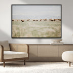 Bison Herd Wall Art Canvas Print, Framed Western Ranch Nature Scene