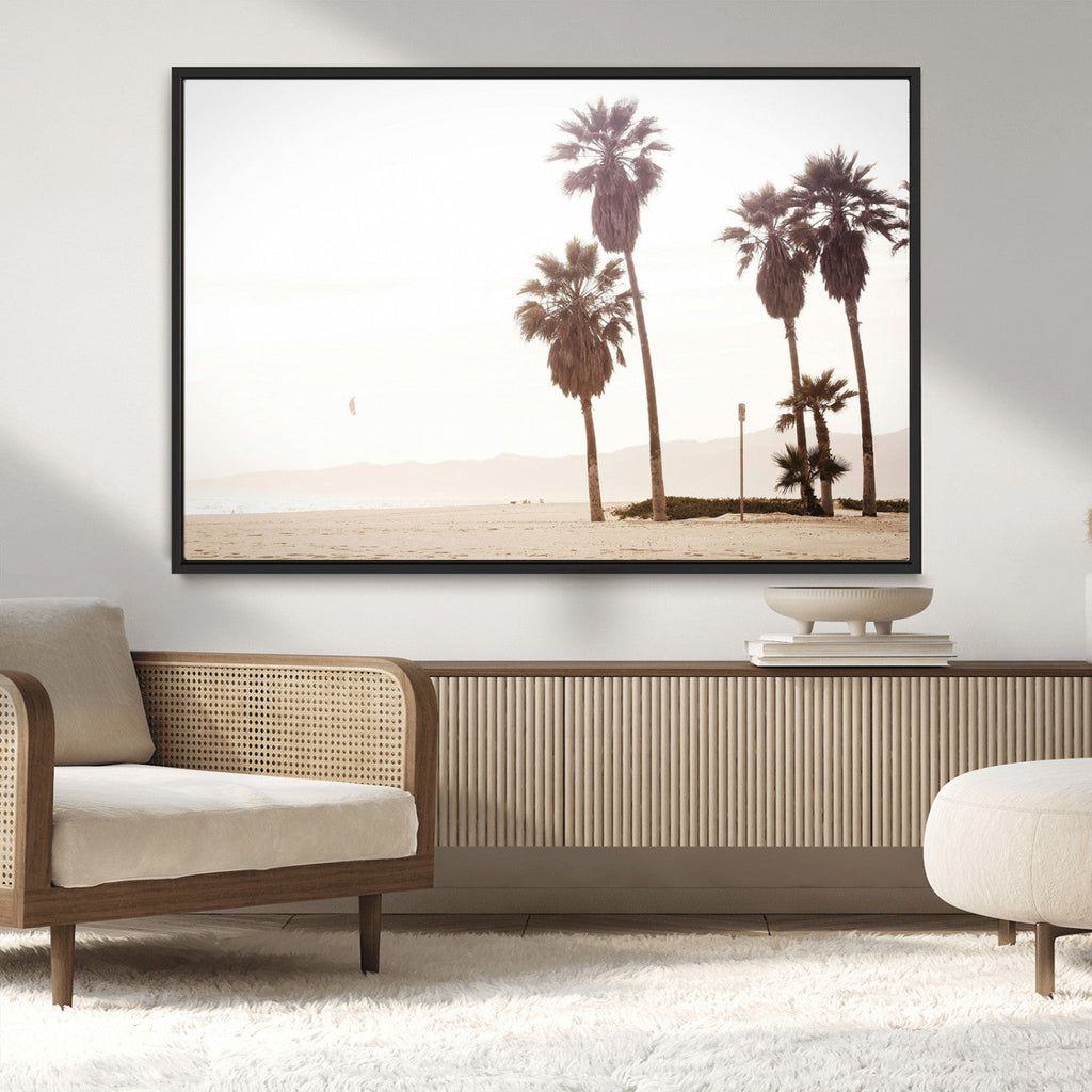 Coastal Light Wall Art Canvas Print, Framed Relaxing Shoreline Art, Minimalist Ocean Tropical Decor