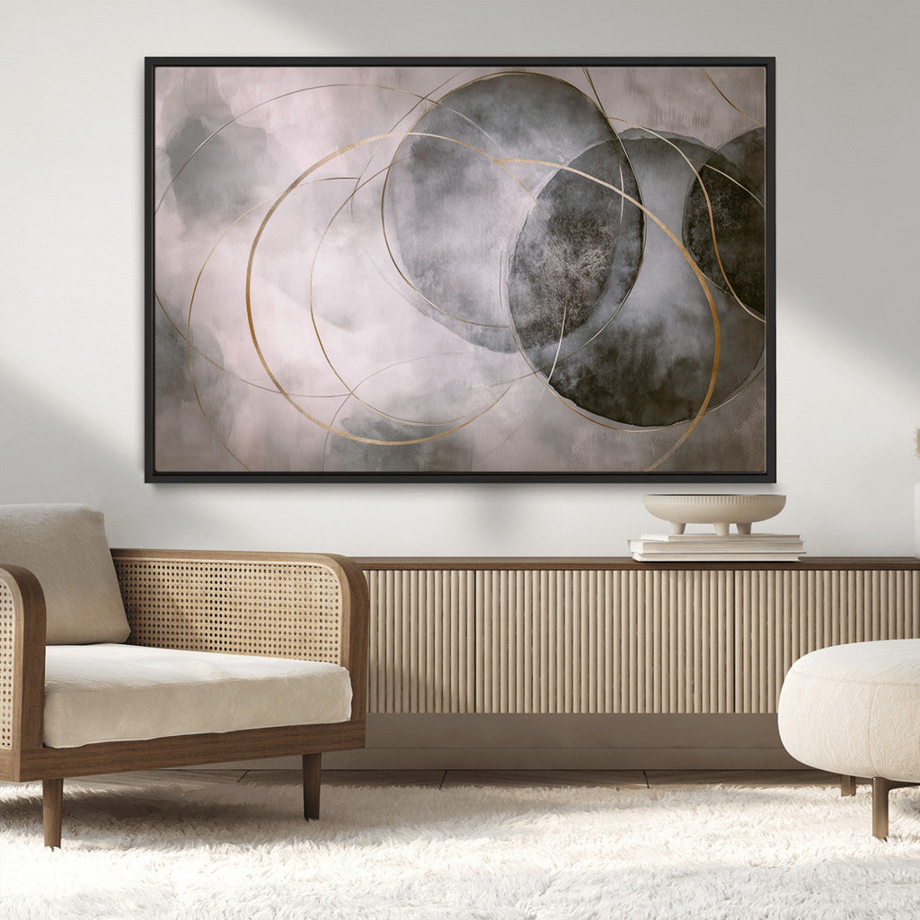 Abstract Grey Gold Wall Art | Modern Geometric Canvas