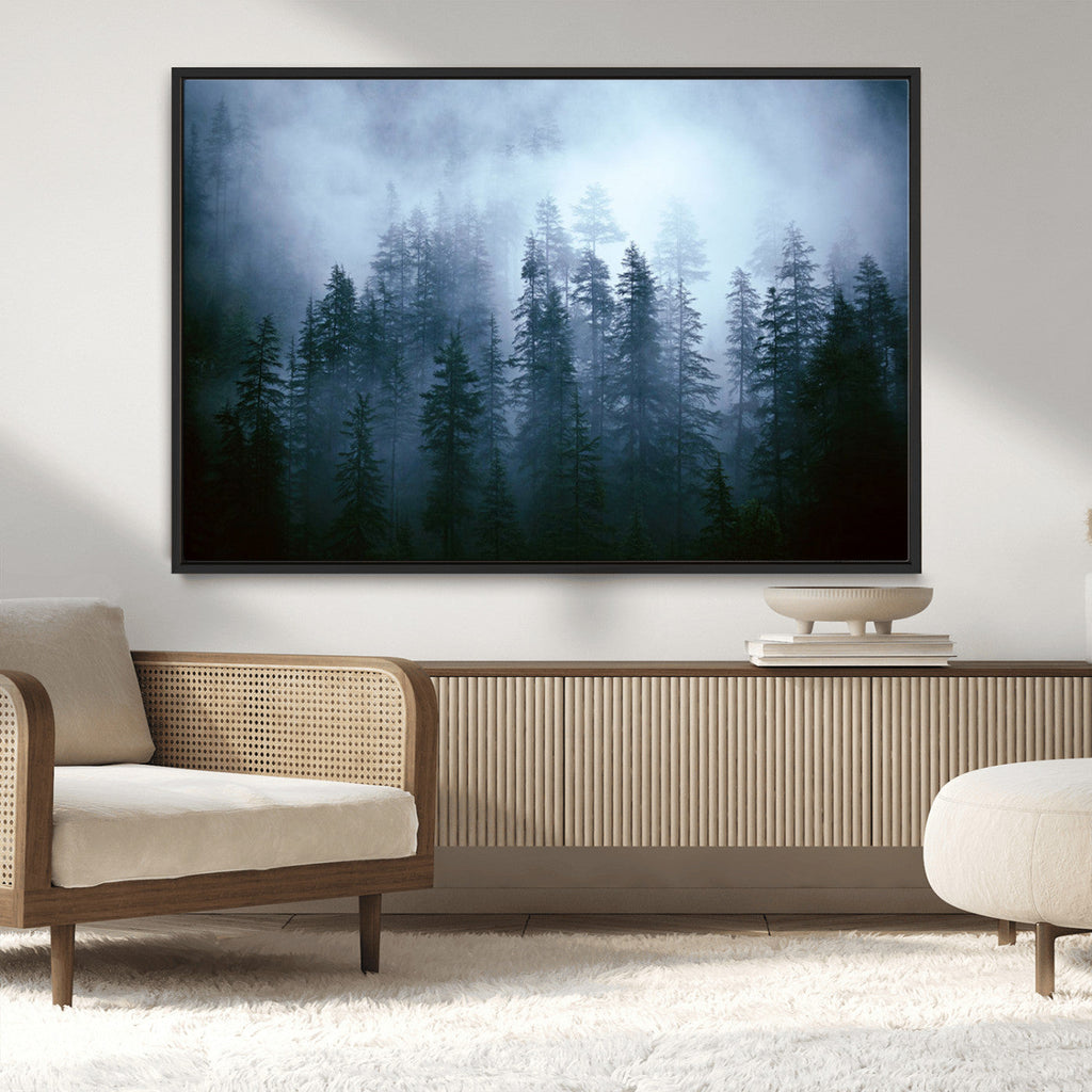 Foggy Pines Misty Forest Wall Art Print