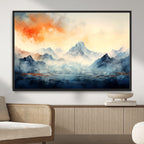 Warm Clouds Abstract Mountain Wall Art, Modern Landscape Canvas Print