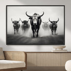 Texas Longhorn Wall Art Canvas Print, Framed Speckled Cow