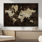 World Map Wall Art Canvas Print | Framed Travel Map Wall Art