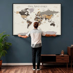 Personalized Travel Tracker Map with Pins, Framed World Map for Home and Office
