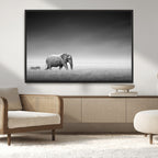 Elephant and Zebra Wall Art Canvas Print, Modern Artwork