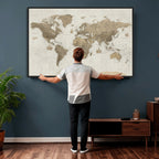 Detailed World Map Wall Art Canvas Print
