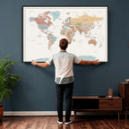 Pastel Colors World Map Wall Art Canvas Print