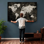 Vintage World Map Wall Art Canvas Print | Framed Large Map Wall Art