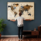 World Map Canvas Art Print | Framed Travel Map Wall Art