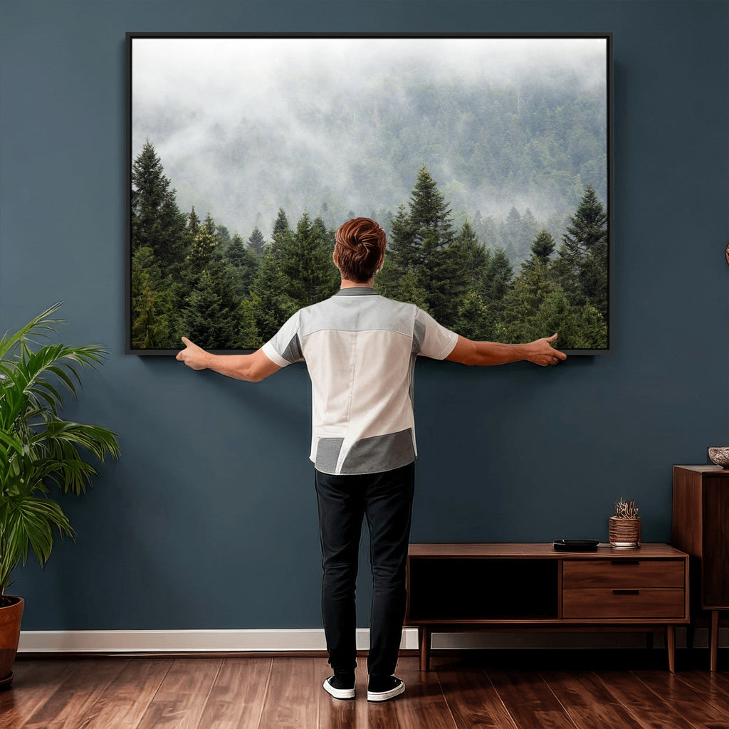 Misty Mountain Forest Wall Art Canvas Print