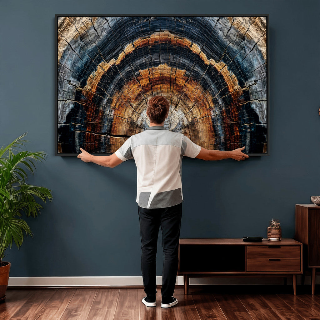 Abstract Wood Grain Canvas Print, Tree Ring Pattern Wall Art, Extra Large Living Room Wall Decor