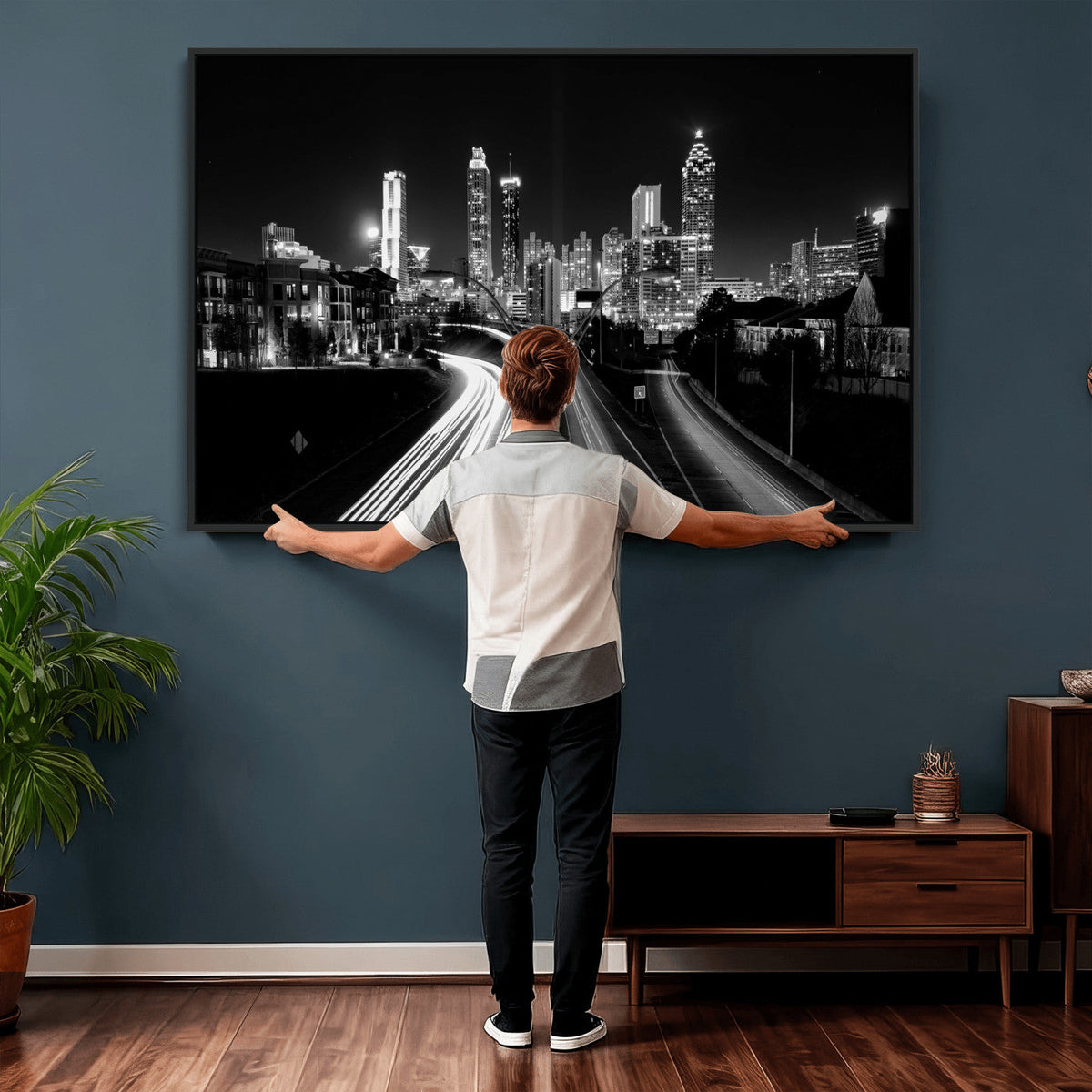 Atlanta Skyline Wall Art Canvas Print, Atlanta Downtown Night Cityscape