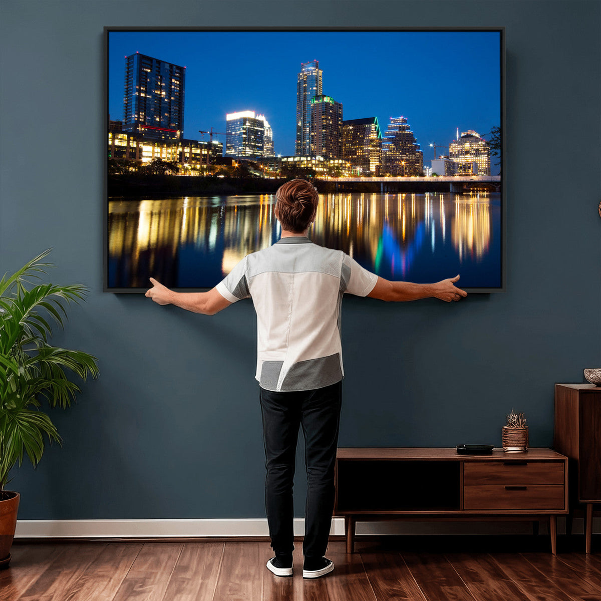 Austin Skyline Wall Art Canvas Print, Austin Downtown Night Cityscape