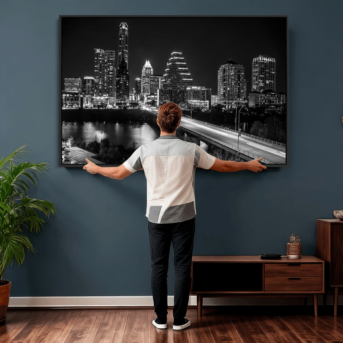 Austin Skyline Wall Art Canvas Print, Austin Downtown Night Cityscape