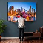 Chicago Wall Art Canvas Print, Chicago City Downtown Night Cityscape