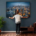 Chicago Wall Art Canvas Print - Chicago City Downtown Night Cityscape