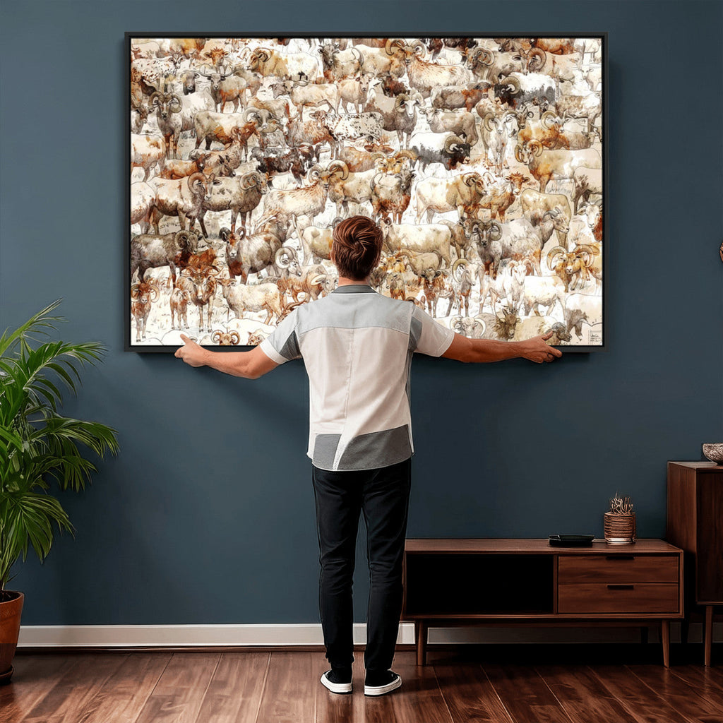 Farmhouse Bighorn Sheep Wall Art Canvas Print