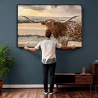 Texas Longhorn Wall Art Canvas Print, Western Ranch Bull Photography