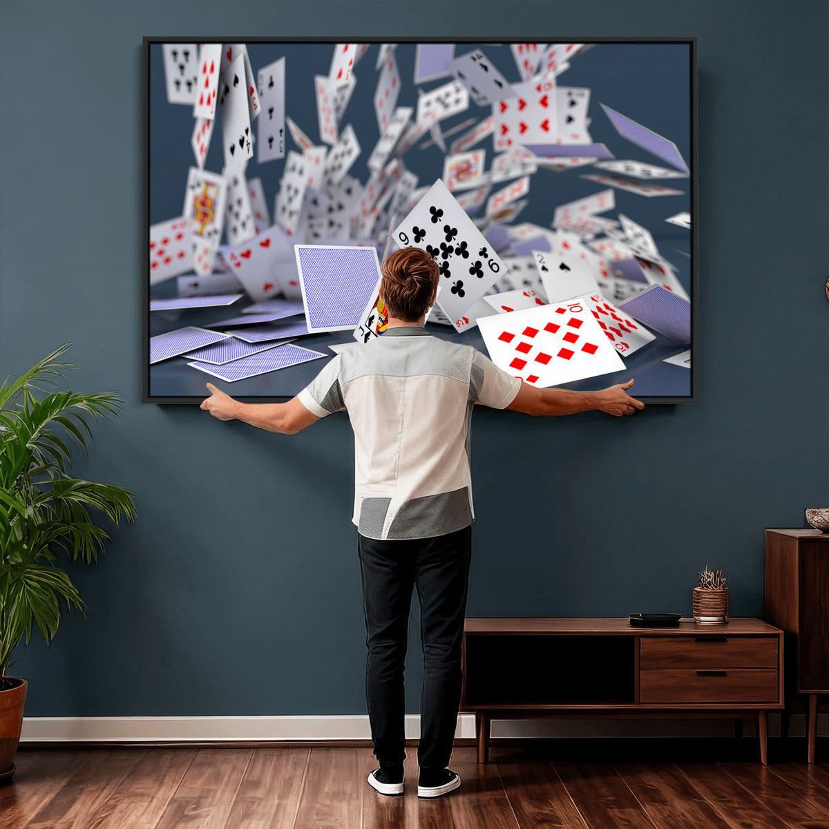 Playing Cards Canvas Wall Art | Casino Game Room Decor