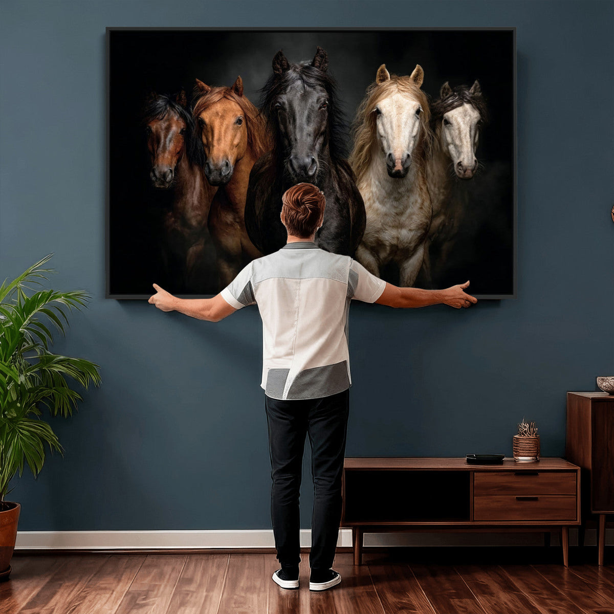 Horse Wall Art Canvas Print, Wild Horses Portrait Photography, Rustic Ranch Decor