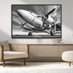 Vintage Airplane on Runway Canvas Print