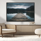 Wooden Bridge Near Lake Wall Art Canvas Print