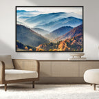Misty Mountain Sunrise Triptych Canvas Print | Autumn Landscape Wall Art