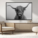 Texas Cow Wall Art Canvas, Texas Longhorn Cattle Canvas Print