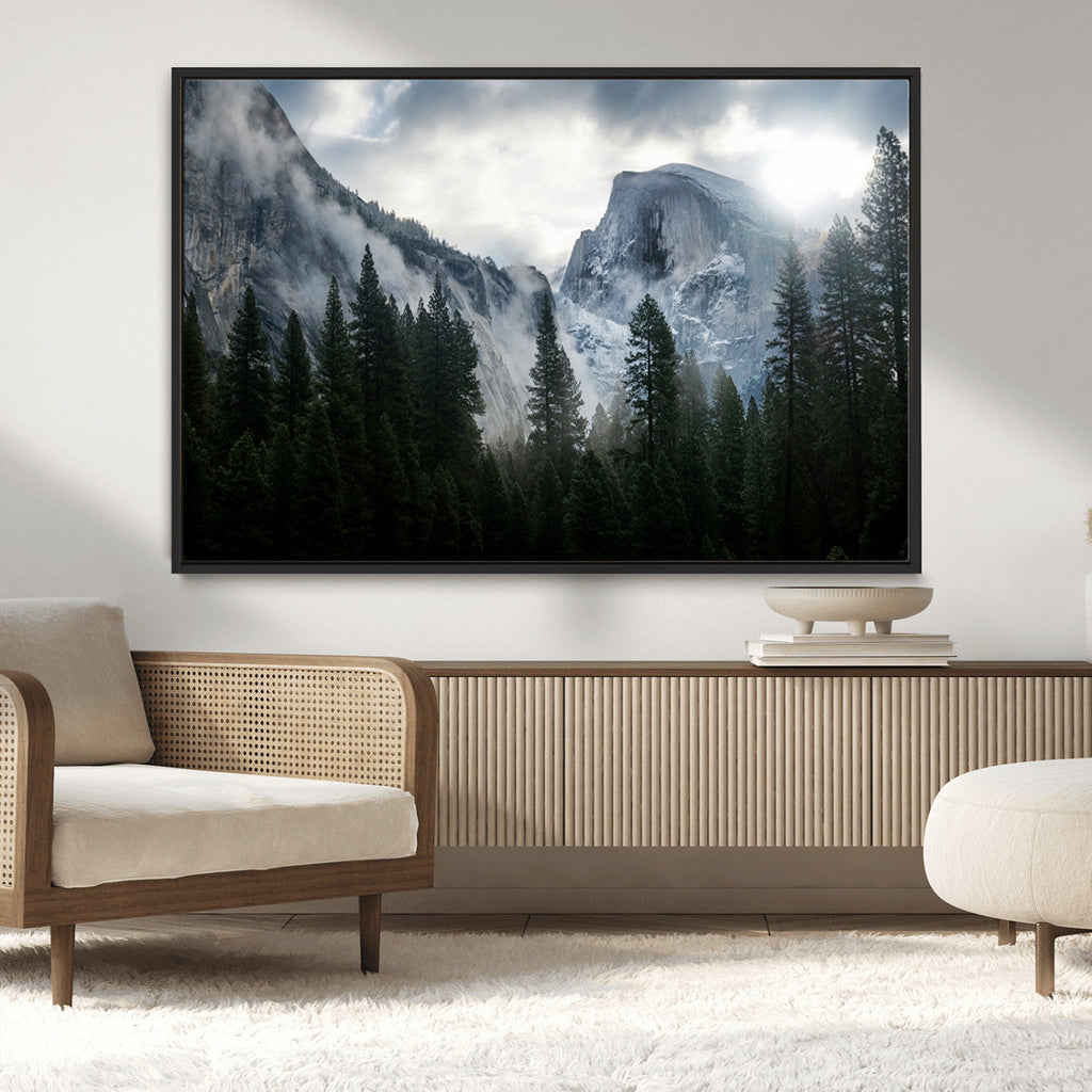 Wall Art Foggy Forest Landscape Canvas Print