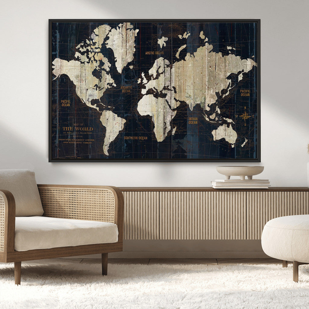 Antique Old World Map Wall Art Canvas Print