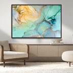 Green Marble Fluid Effect Abstract Canvas Wall Art Print