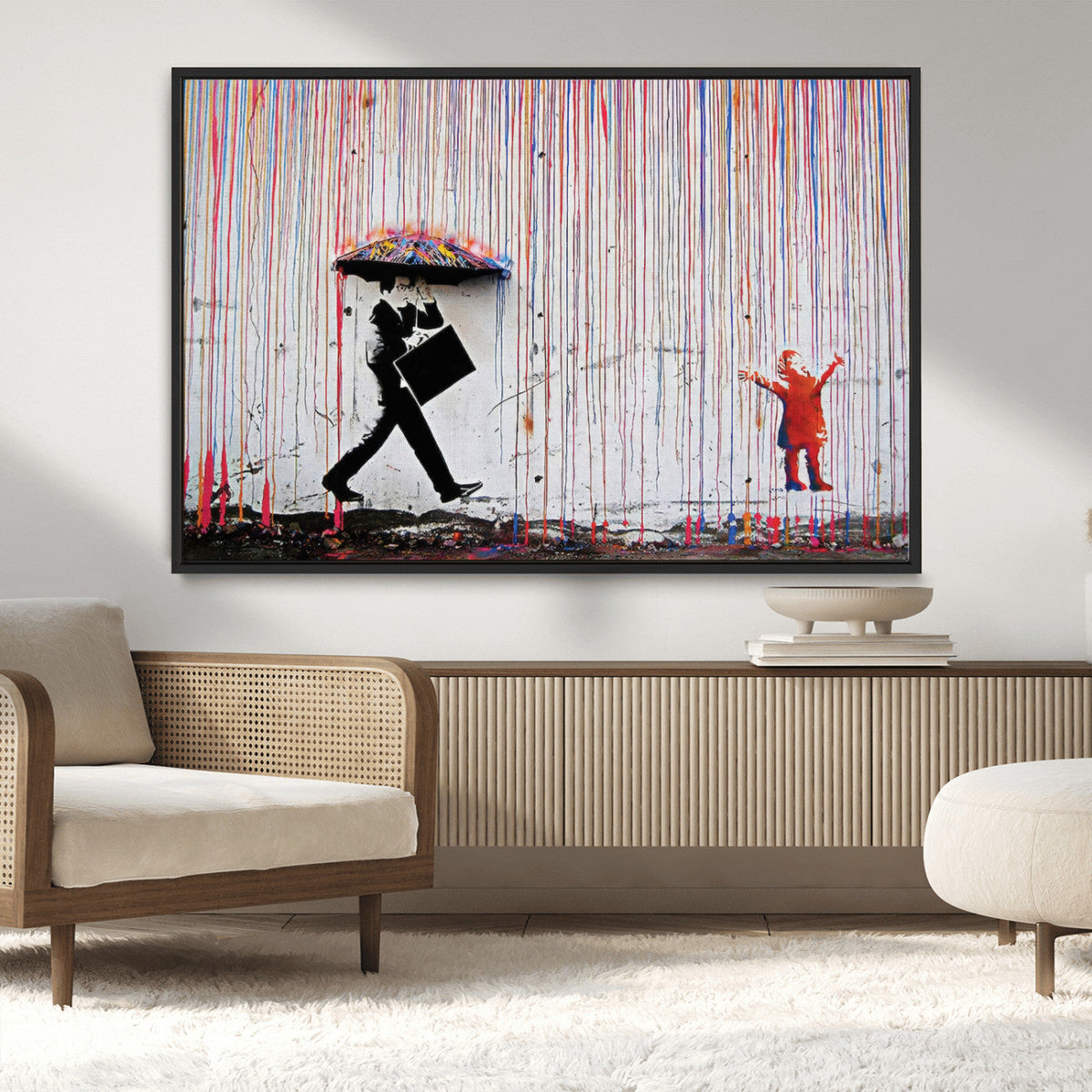 Banksy Wall Art Canvas Print | Framed Graffiti Street Art Picture