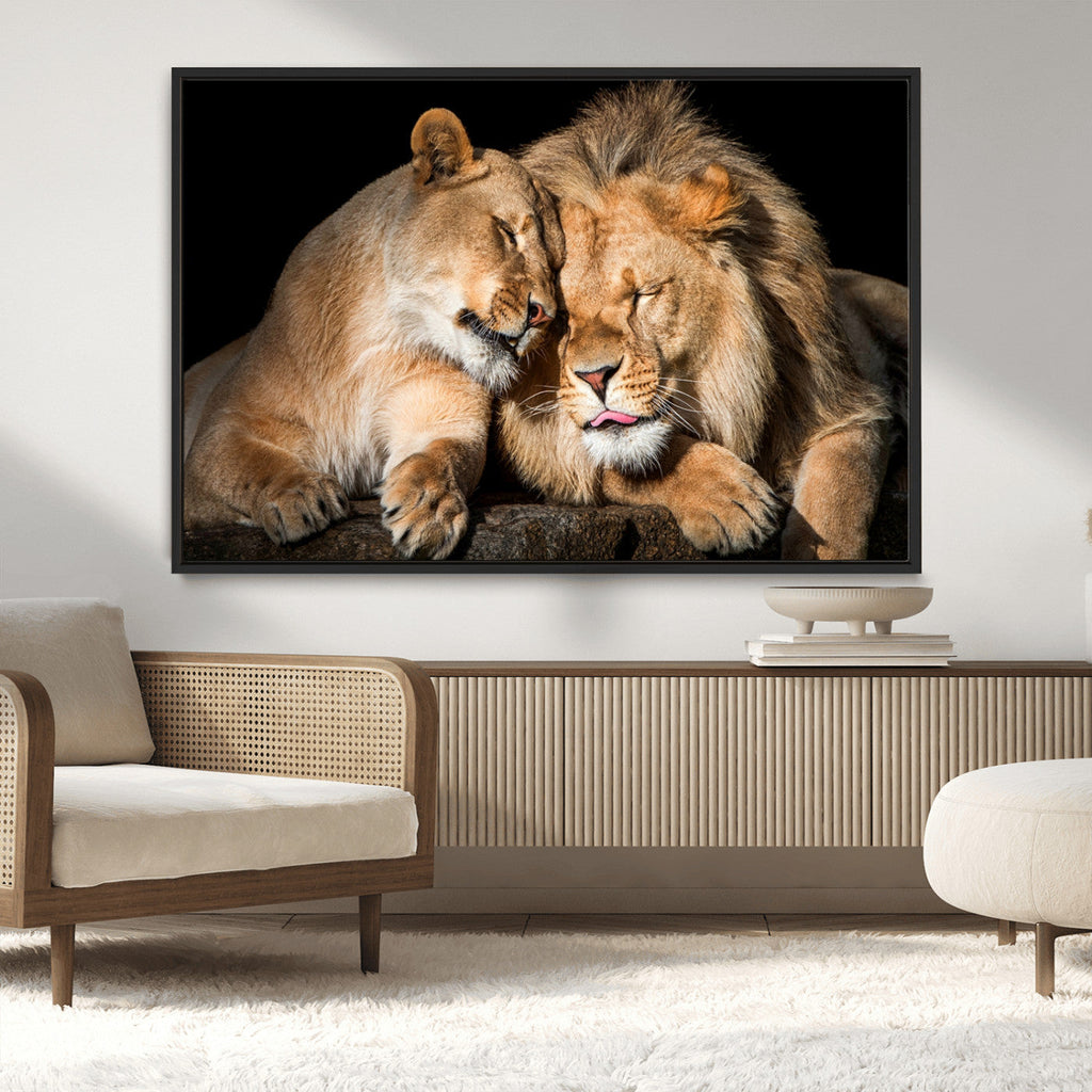 Lion and Lioness Wall Art Canvas Print | African Wildlife Animal Art