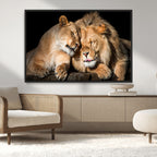 Lion and Lioness Wall Art Canvas Print | African Wildlife Animal Art