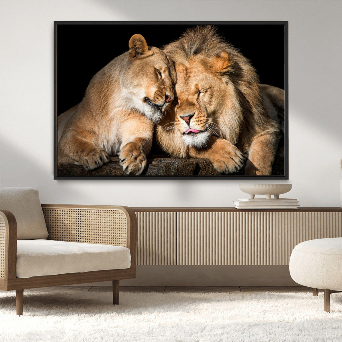 Lion and Lioness Wall Art Canvas Print | African Wildlife Animal Art