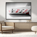 Framed Lucky Poker Cards Canvas | Modern Triptych Wall Art for Game Rooms
