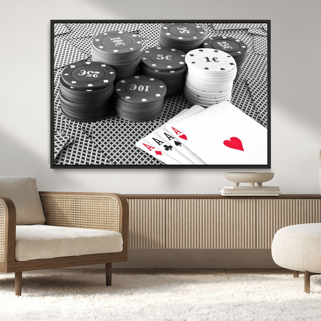 Poker Game Cards Wall Art Canvas, Multi Panel Wall Art
