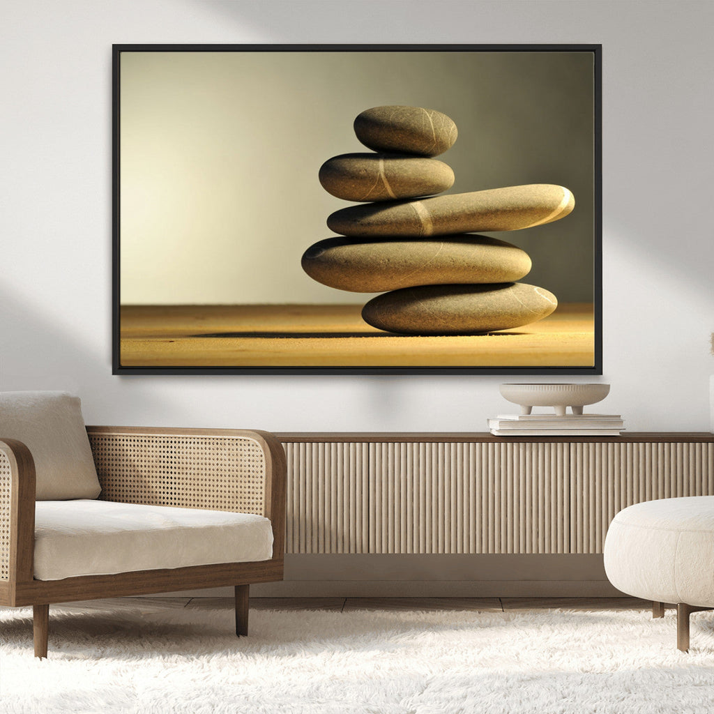 Fluvial Zen Stones Canvas Wall Art Print
