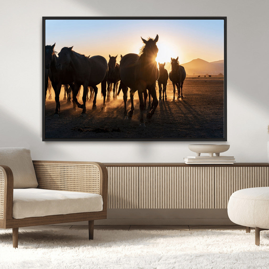 Horse Herd Wall Art Animal Canvas Print