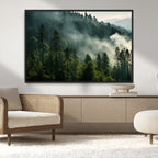 Misty Forest Wall Art Premium Canvas Print, Foggy and Serene Atmosphere