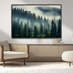 Captivating Misty Forest Wall Art, Foggy and Serene Atmosphere Canvas Print